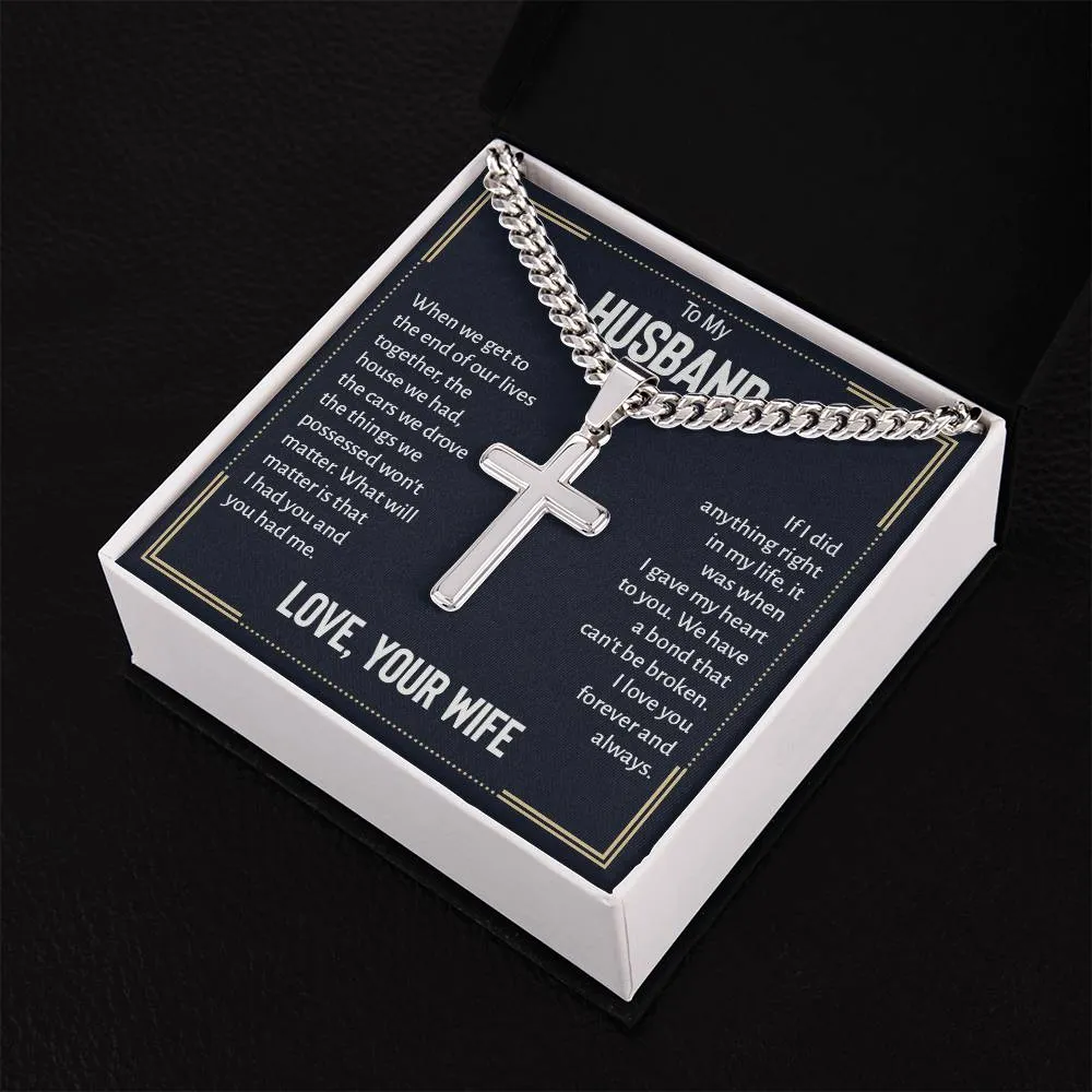 To My Husband Artisan Cross Necklace from Wife, When We Get to the End of Our Lives