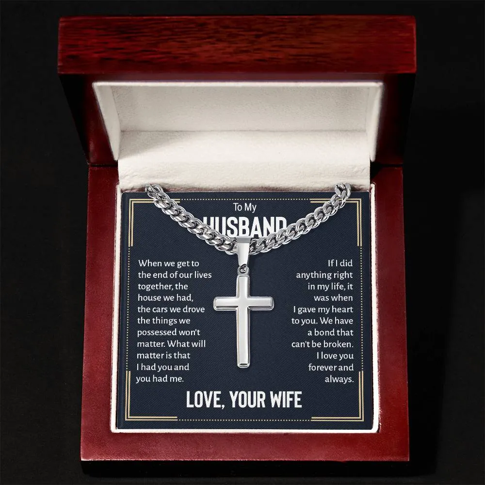 To My Husband Artisan Cross Necklace from Wife, When We Get to the End of Our Lives