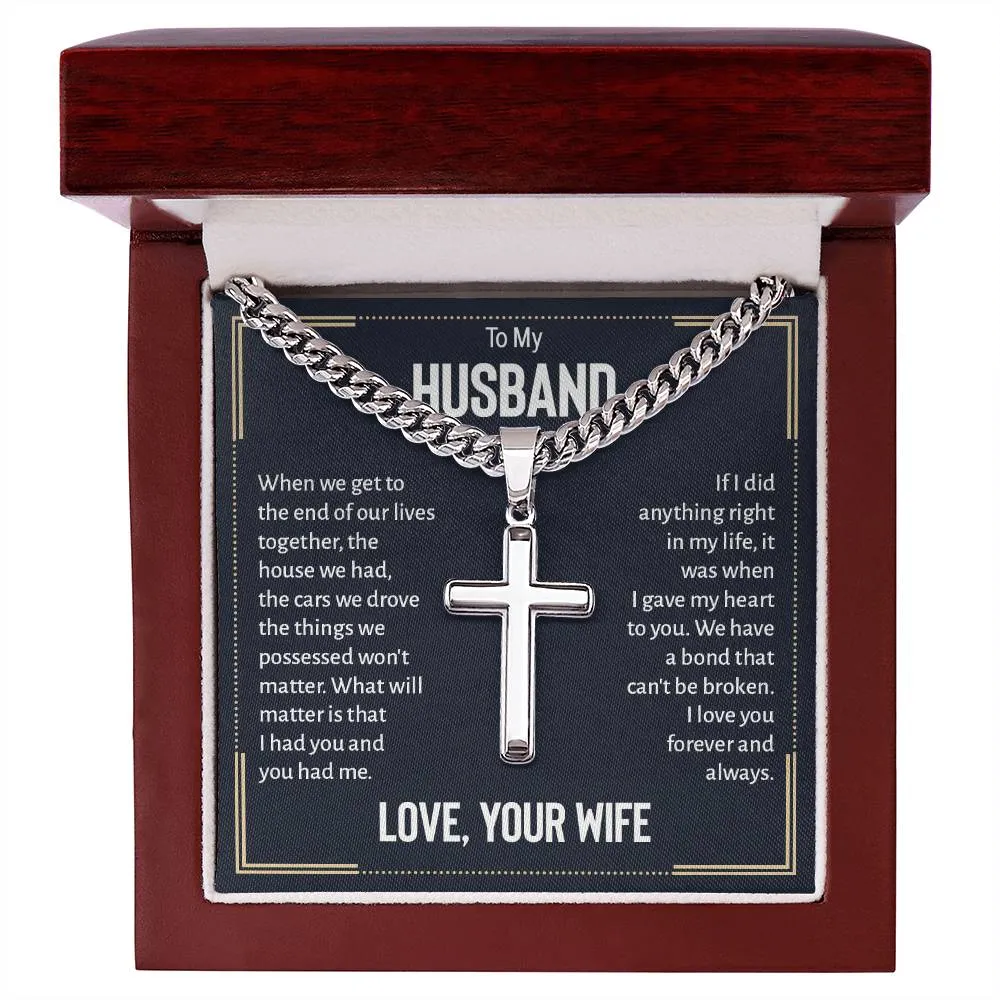 To My Husband Artisan Cross Necklace from Wife, When We Get to the End of Our Lives