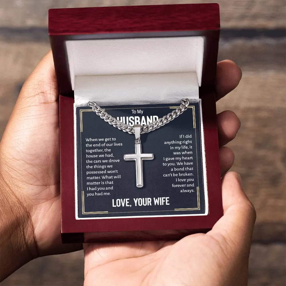 To My Husband Artisan Cross Necklace from Wife, When We Get to the End of Our Lives