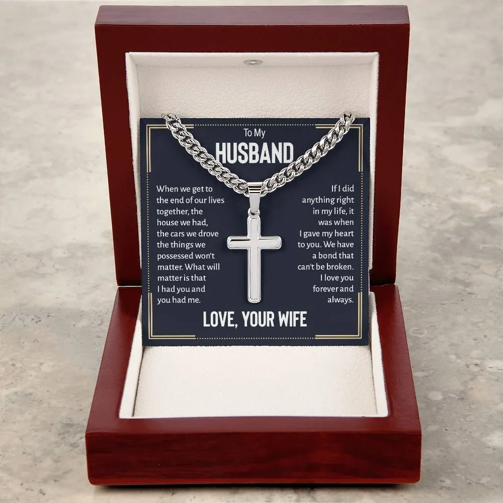 To My Husband Artisan Cross Necklace from Wife, When We Get to the End of Our Lives