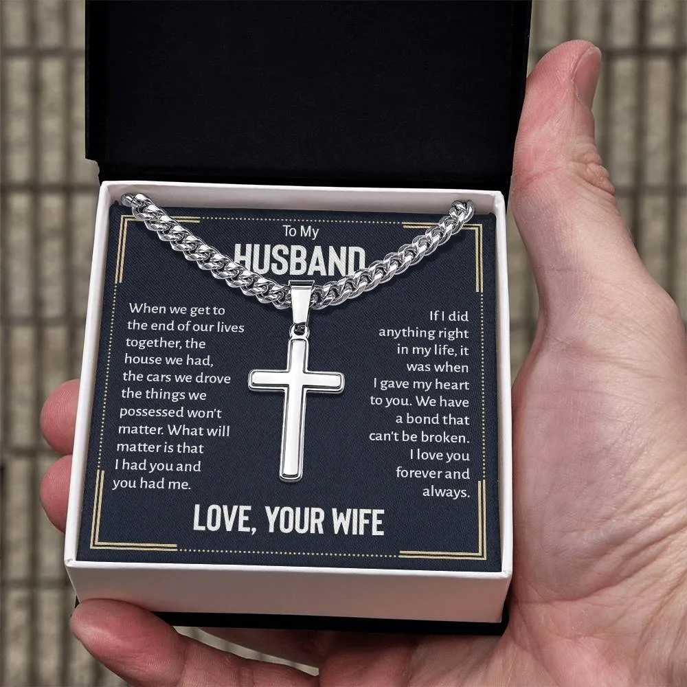 To My Husband Artisan Cross Necklace from Wife, When We Get to the End of Our Lives