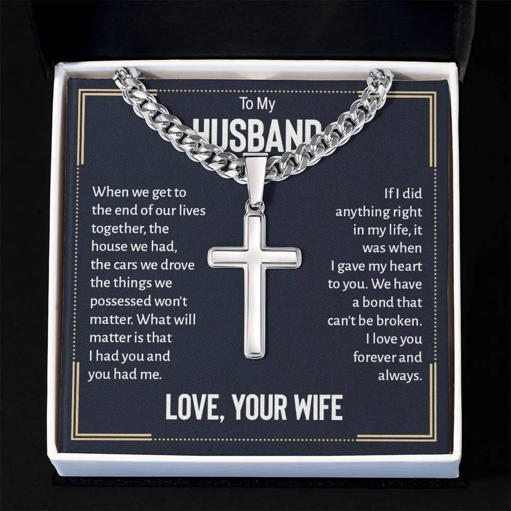 To My Husband Artisan Cross Necklace from Wife, When We Get to the End of Our Lives