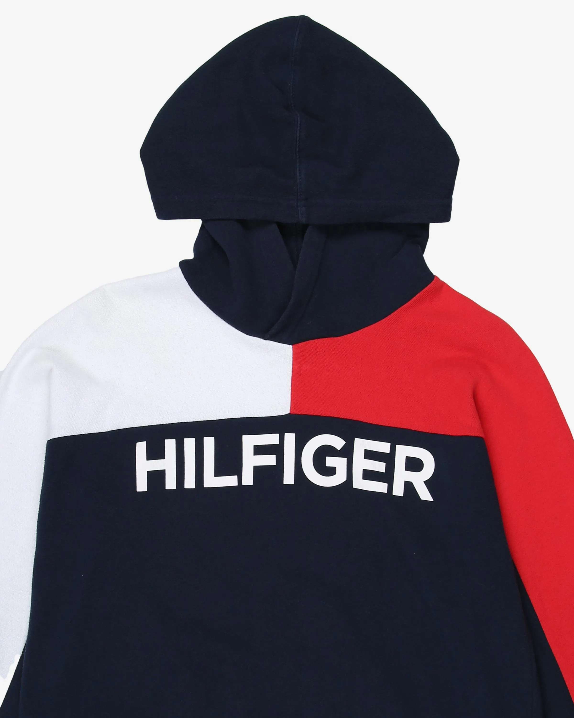 tommy hilfiger blue print logo hoodie - xs