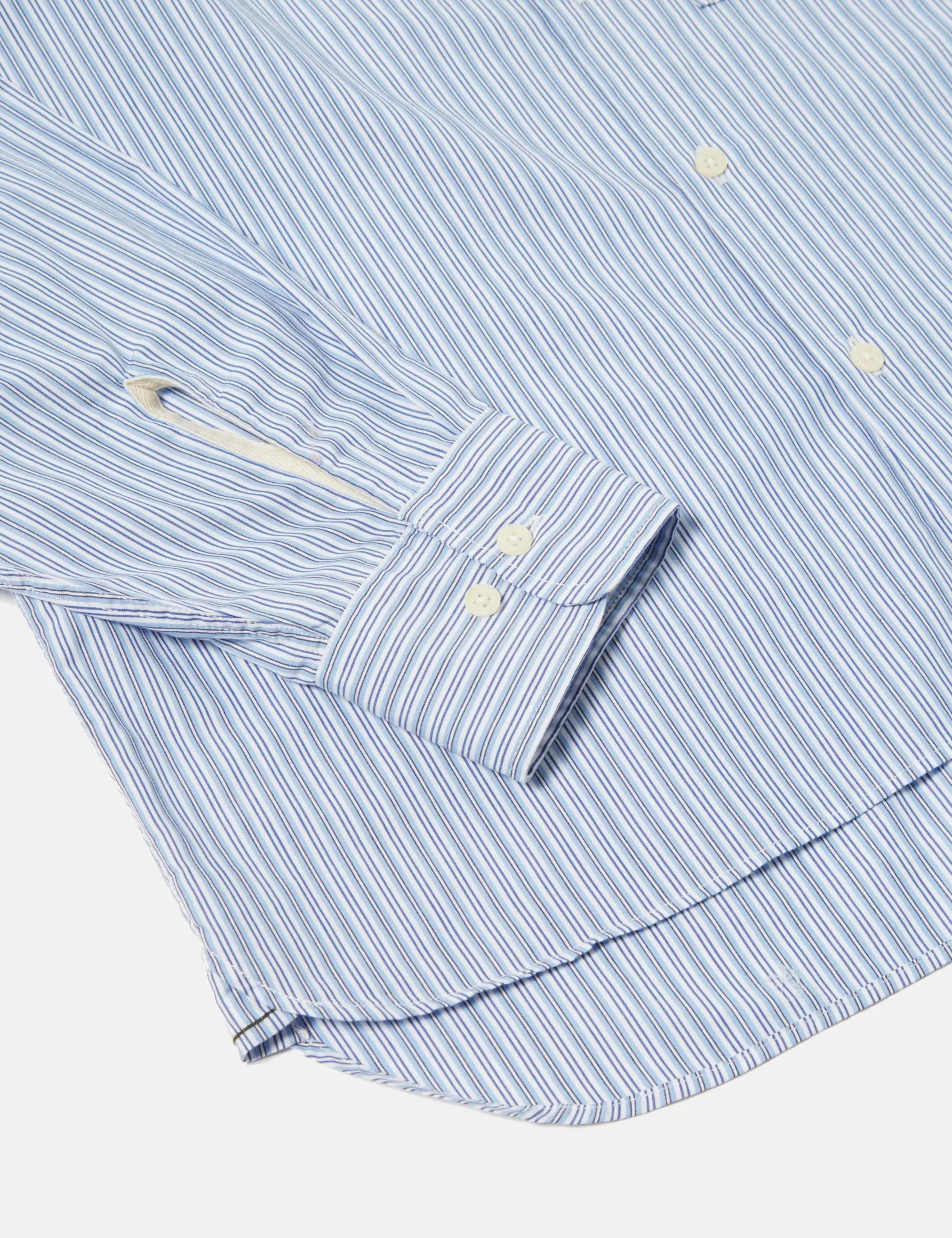 Universal Works Square Pocket Shirt (Cotton) - Blue/Navy Blue Stripe