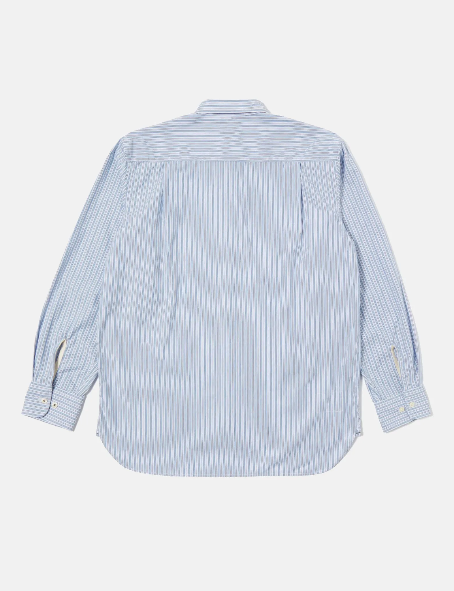 Universal Works Square Pocket Shirt (Cotton) - Blue/Navy Blue Stripe