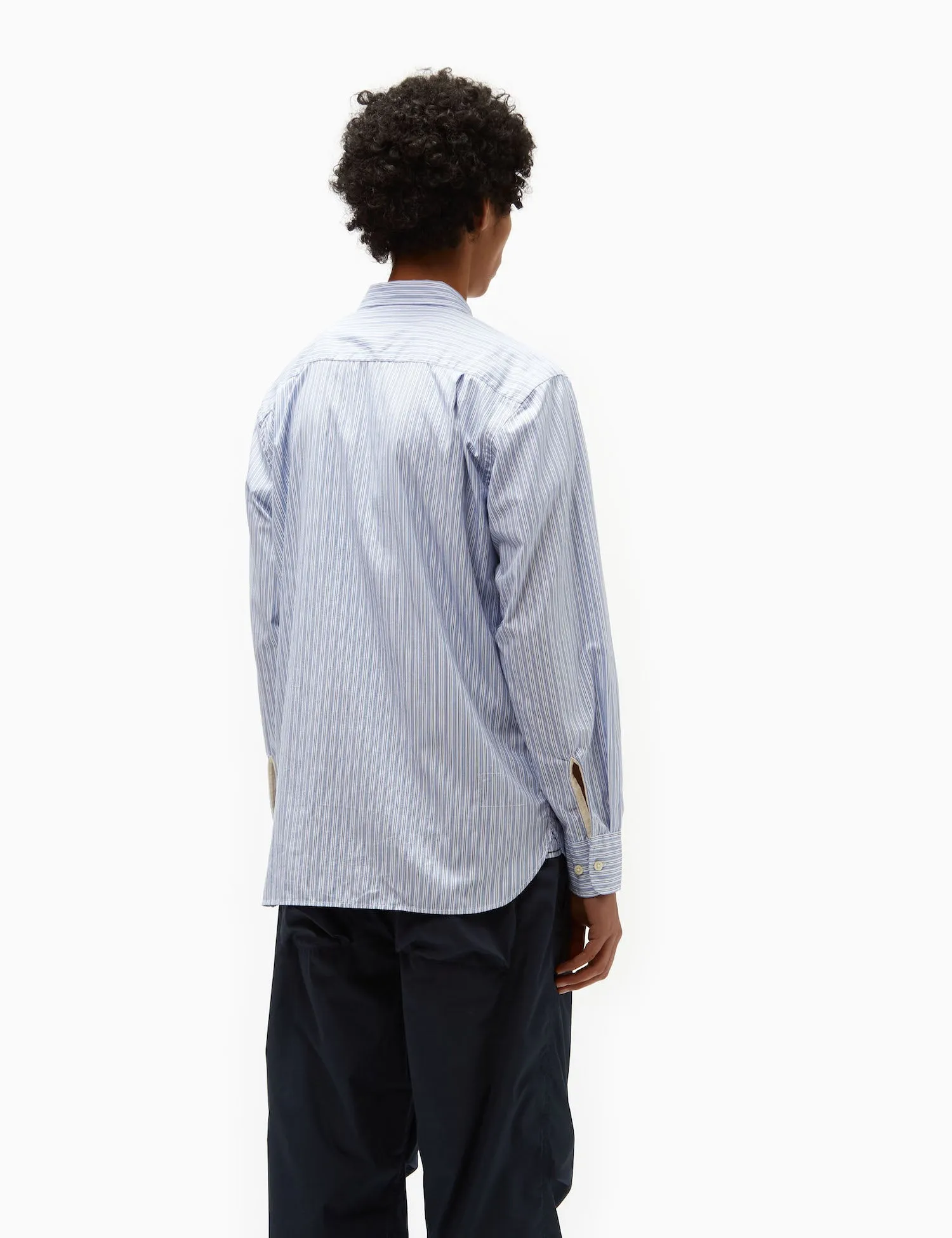 Universal Works Square Pocket Shirt (Cotton) - Blue/Navy Blue Stripe