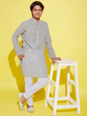 VASTRAMAY Boy's Grey Cotton Kurta