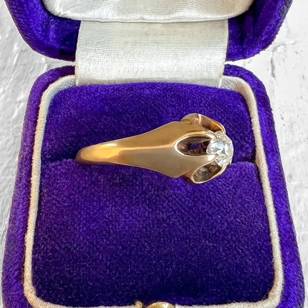 Victorian Belcher Set Diamond Ring, Old Euro 0.38ct.