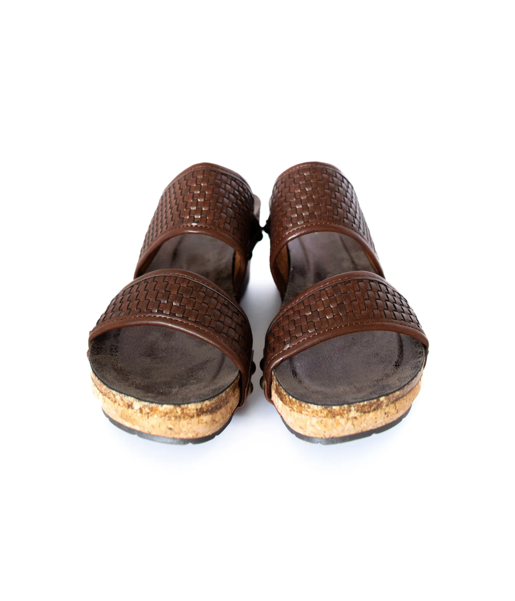 Vittoria Woven Leather Wedges in Brown