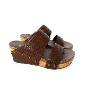 Vittoria Woven Leather Wedges in Brown