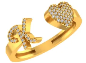 VS Diamonds & 10K Gold Initial K Heart Ring