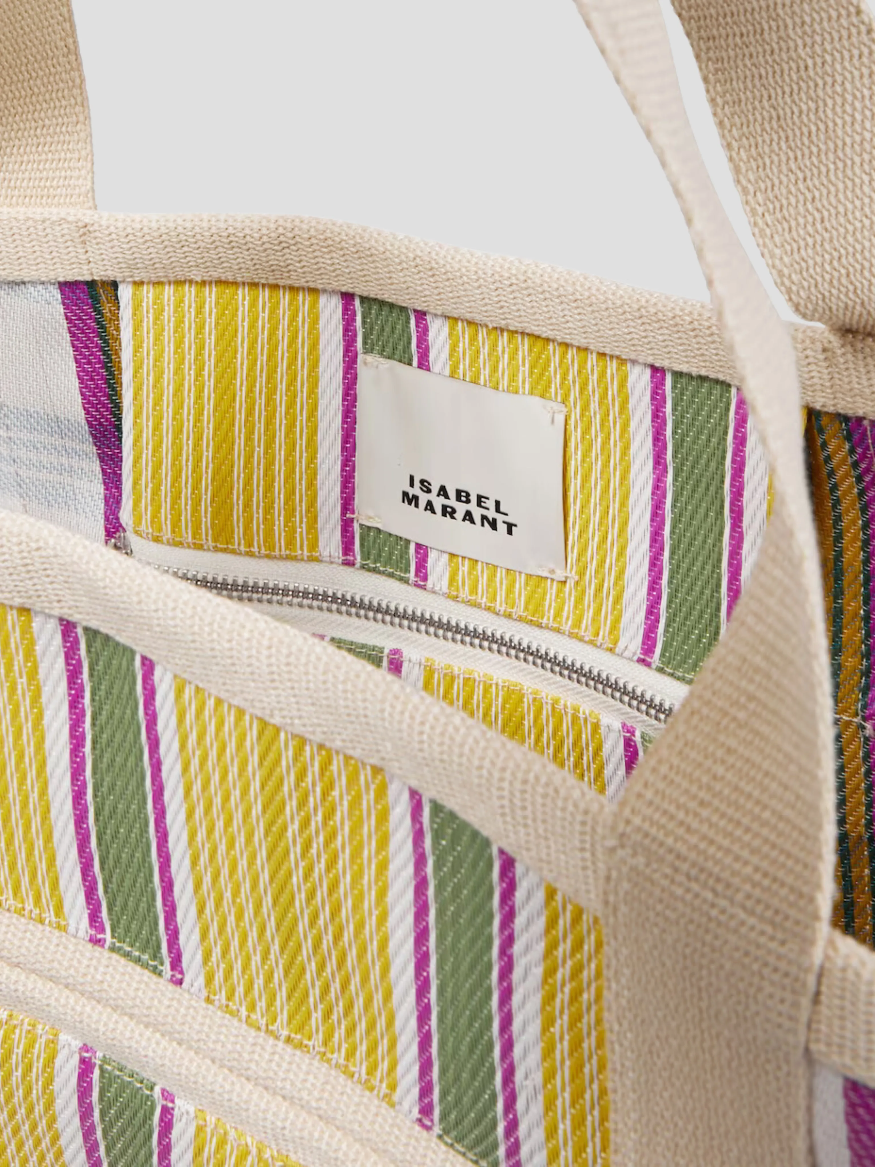 Warden Yellow Striped Nylon Large Tote Beach Bag