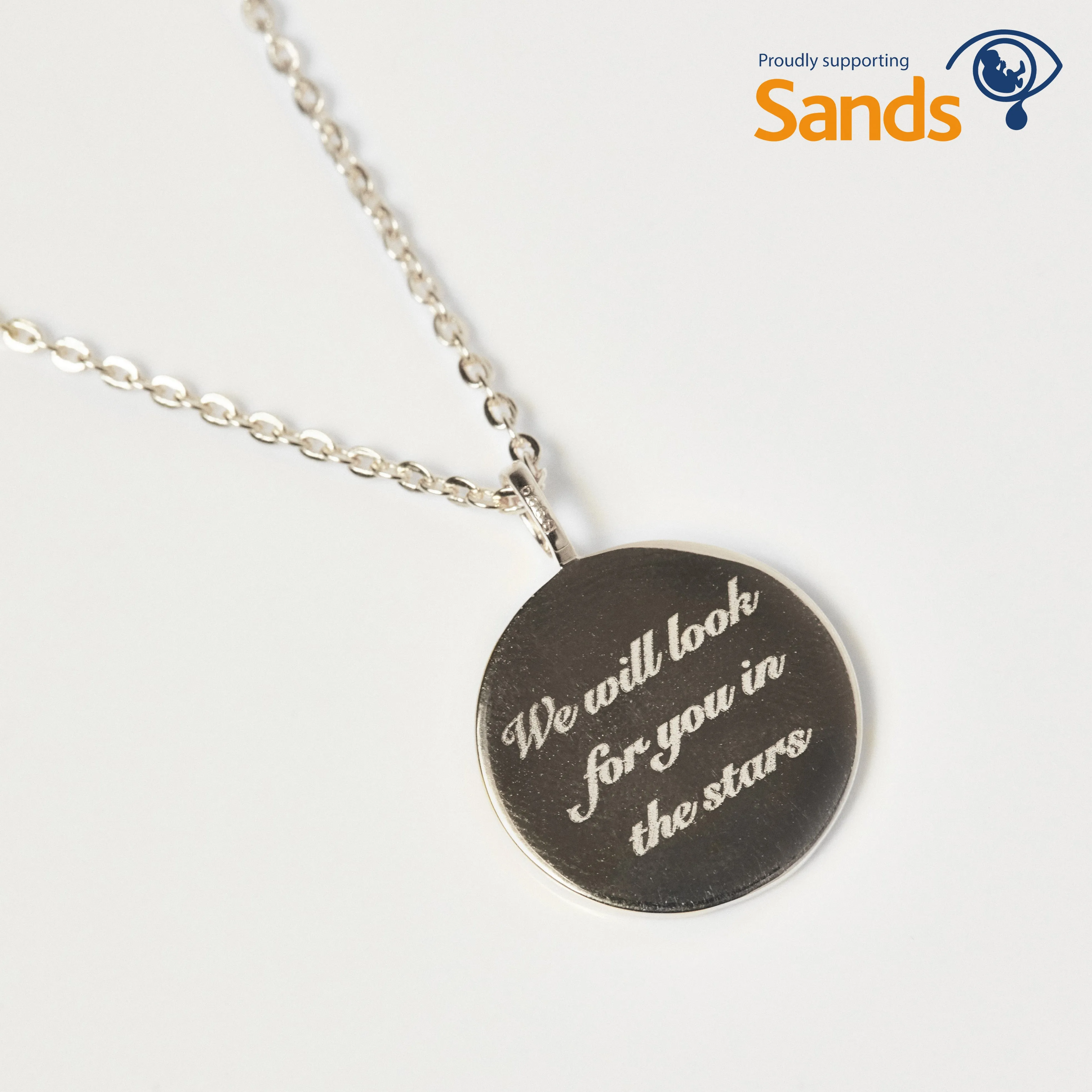 We will look for you in the stars Coin Necklace with Crescent Moon Charm