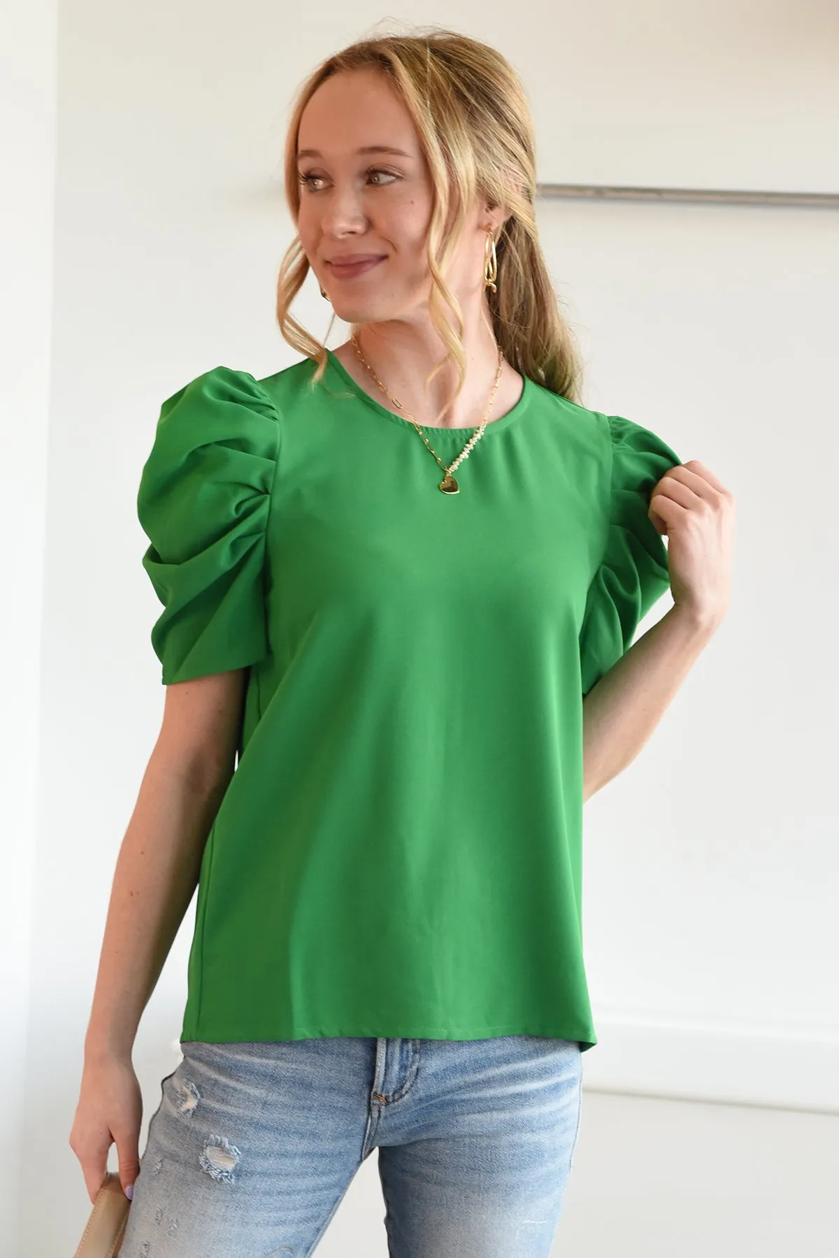 WILD BLOOM TOP -GREEN